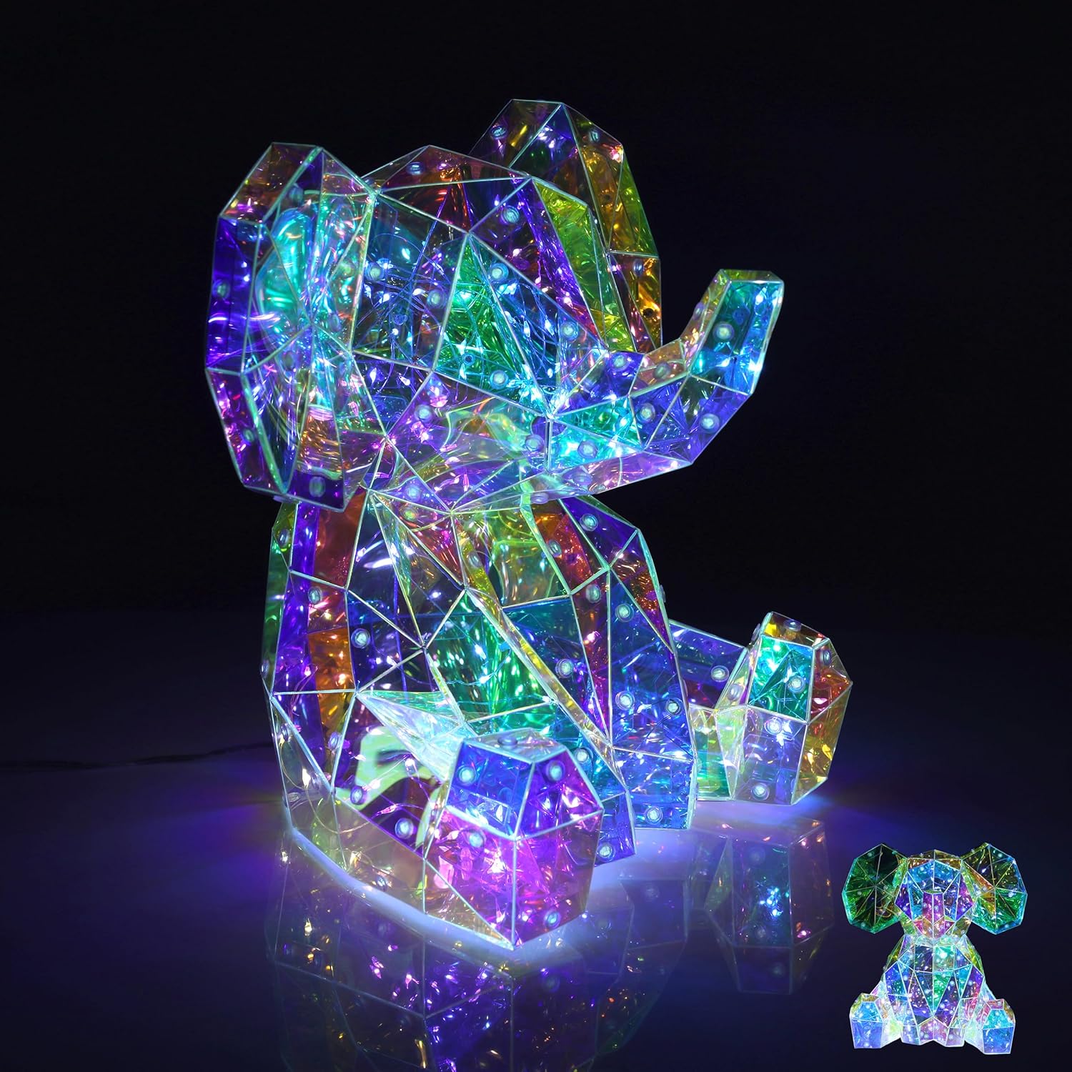 Pyrrhiax Prismatic Rainbow Elephant Night Light USB LED Multicolor Lamp – Cute Animal Bedside Table Light for Bedroom, Living Room, Home Decor, Gifts