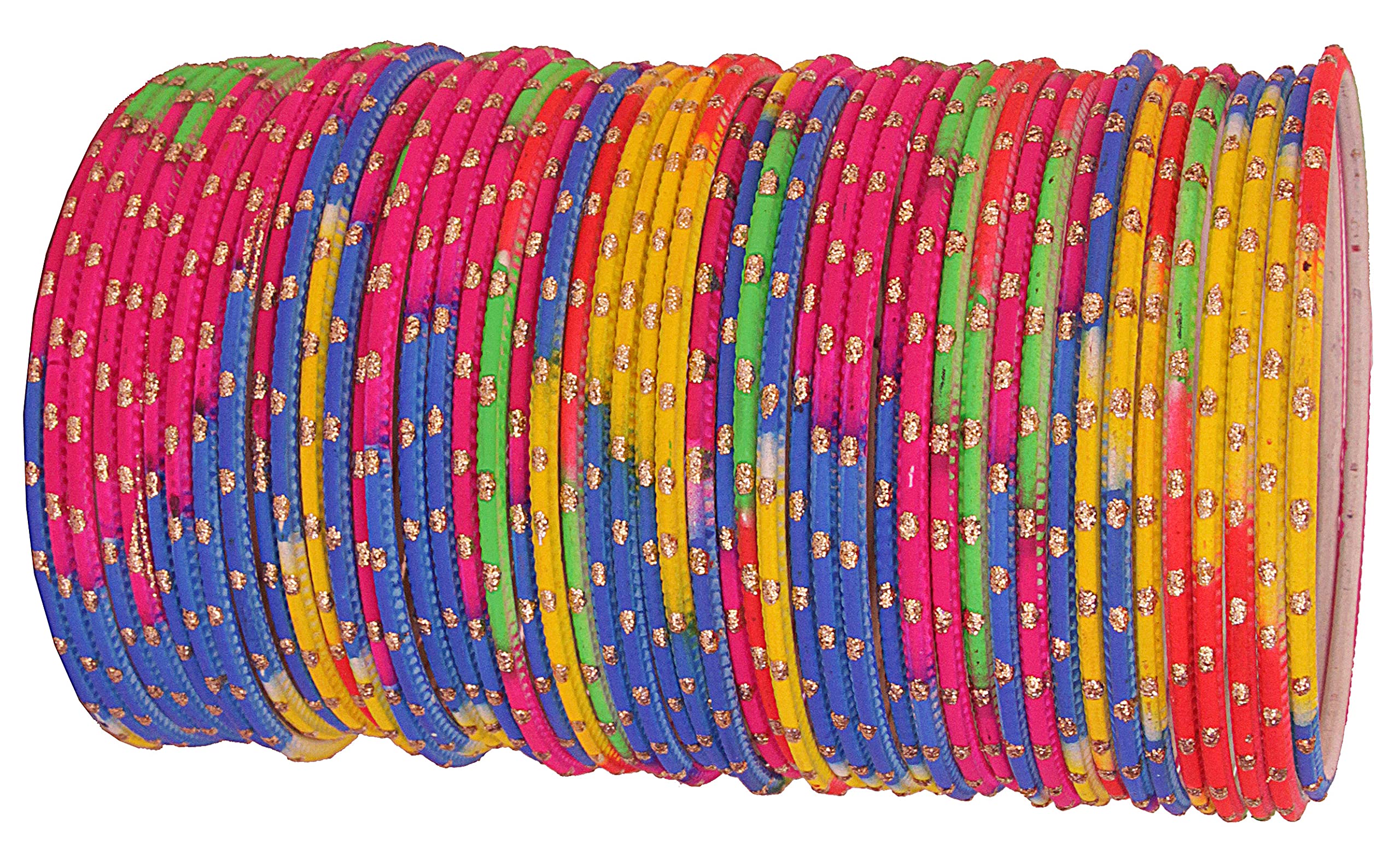 NMII Metal with Golden Polka Dots Bangles Set For Women and Girls | Metal Bangles | Plain Simple Bangles | Chudi Set | Bangles Bracelet | Womens Bangles | Jewellery- (MNY1-Multi-2.4)-Set of 48 (B079QLDZ4K) Amazon Price History, Amazon Price Tracker