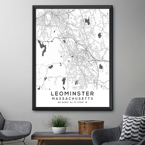 Miniatura 4 de Mapa de Leominster, Massachusetts, Light 2 (12x16)