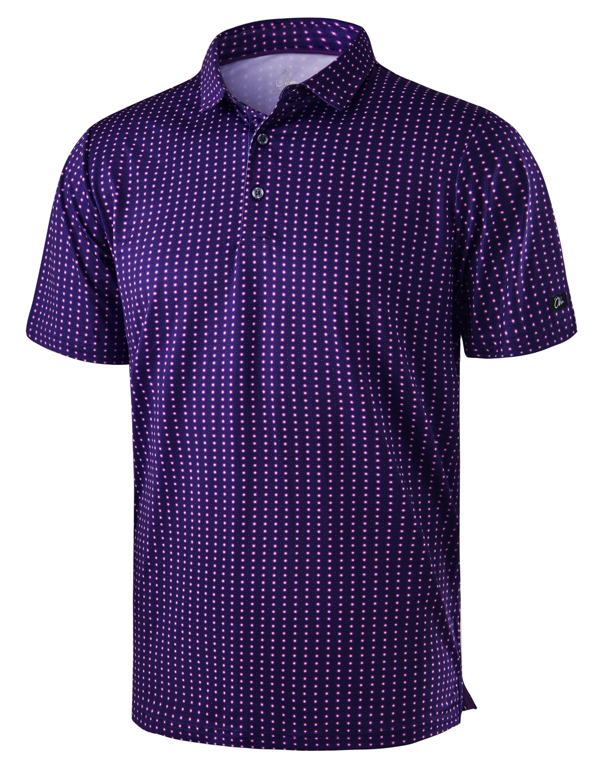 Obla Men's Golf Polo Shirts Print Short Sleeve Dry Fit Collared Shirt