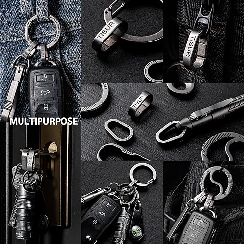 Miniatura 6 de TISUR Mini llaveros de titanio, mosquetón pequeño, clip de liberación rápida, llavero, conector, accesorios para automóvil