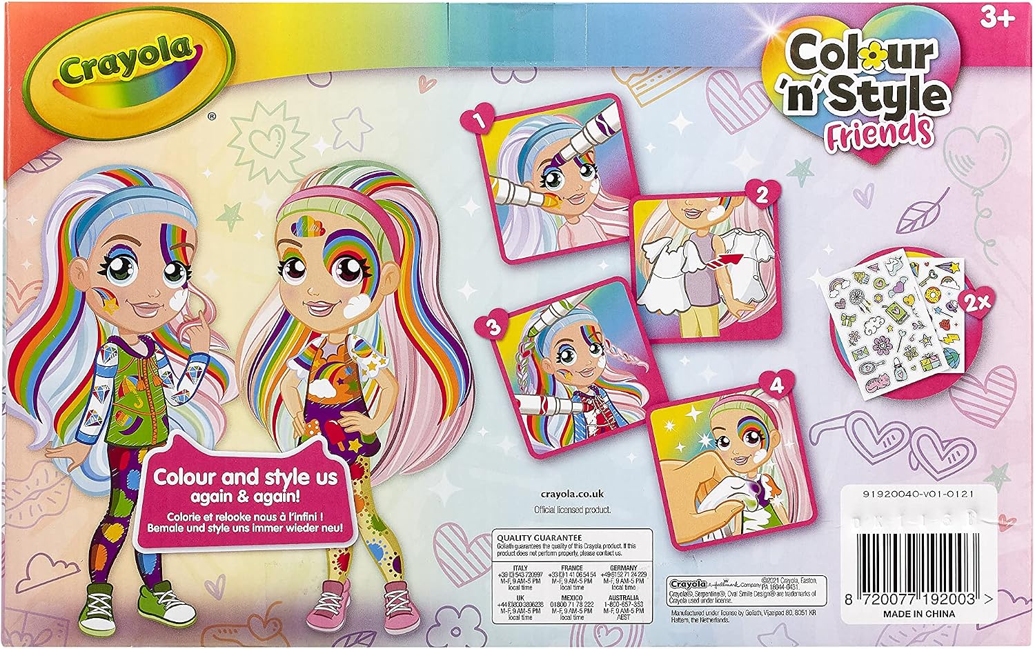 Goliath Crayola Colour N Style 919200.006 Rainbow Twins Customisable Dolls from 3 Years and Up White - Image 3