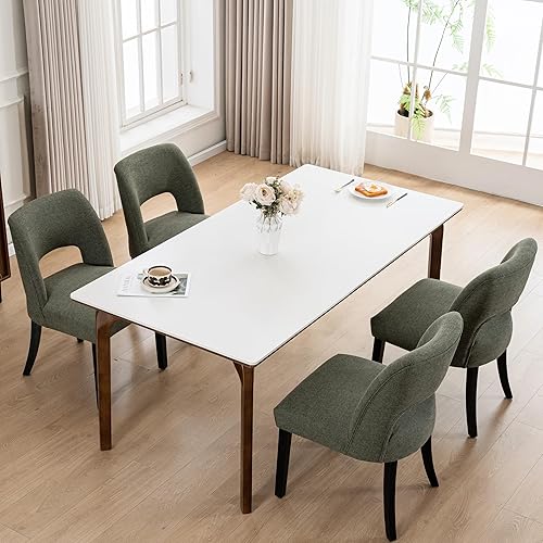 Miniatura 40 de VKNOW Juego de 6 sillas de comedor de madera, sillas de comedor tapizadas en tela modernas, sillas de cocina, silla de comedor de granja para cocina