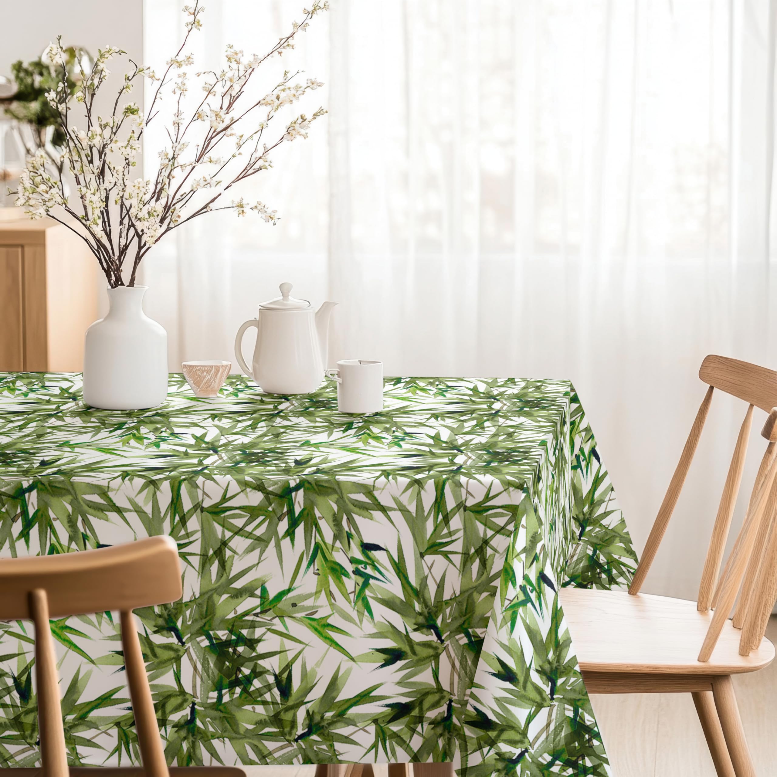 Martina Home Caserta Green Resin Coated Tablecloth 300 x 140 cm