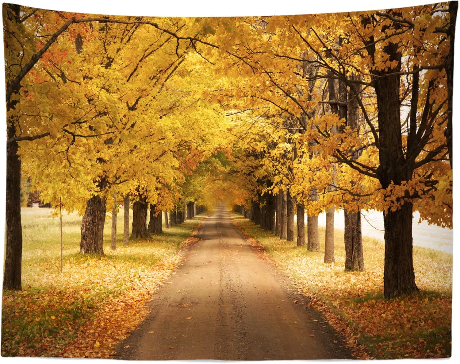 BELECO Autumn Forest Tapestry Wall Hanging Fall Tapestry 106x70 Inch Red Trees Maple leaves Mountain Road Nature Tapestry Thanksgiving Party Decor Autumn Tapestries for Bedroom Living Room Home