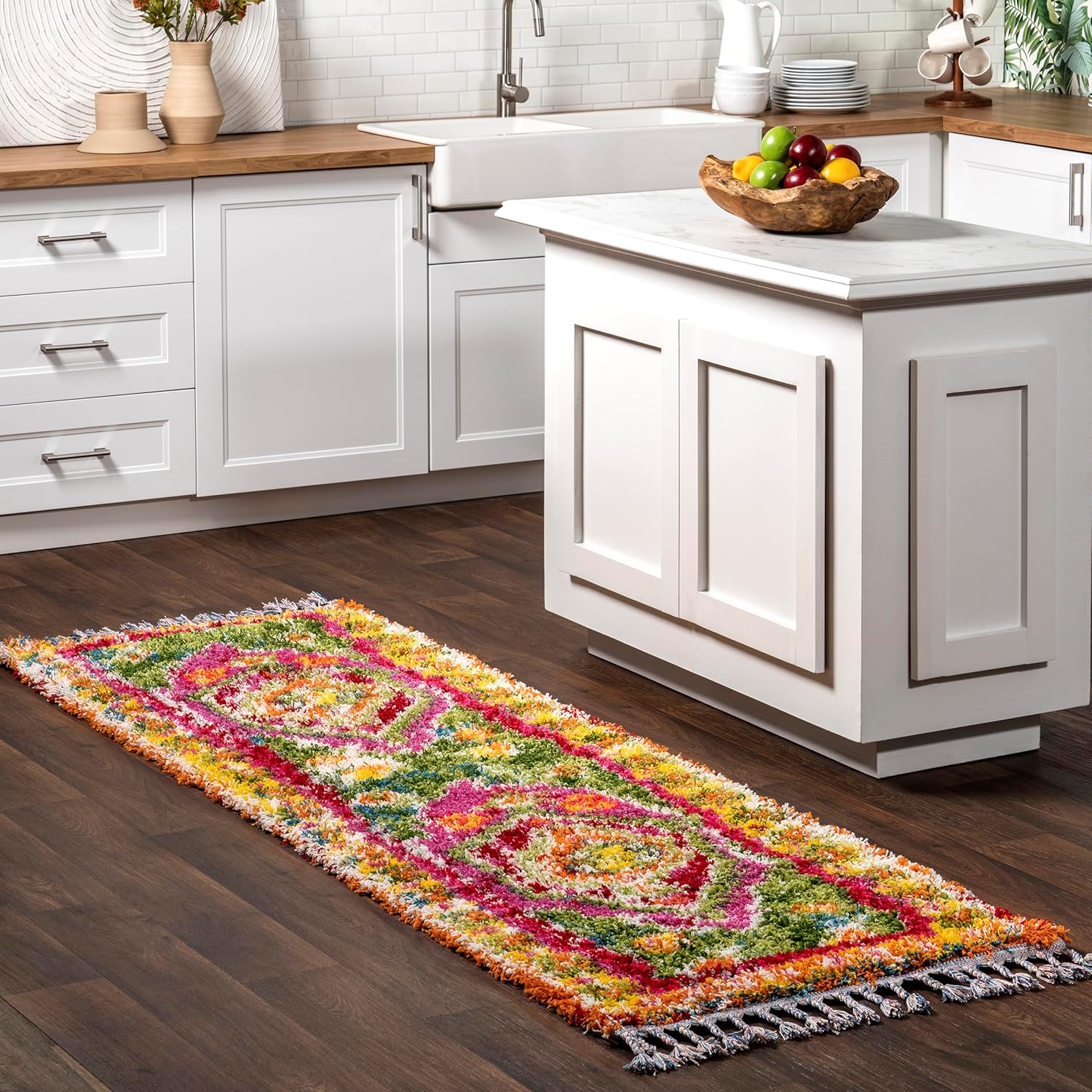 Nuloom Shania Multicolor/Ivory, 2'8" x 8', Moroccan Shag, Soft and Plush, High Traffic, Stain Resistant, Easy Clean, Durable Runner for Bedroom, Living Room, Dining Space, Den, Foyer, Entryway