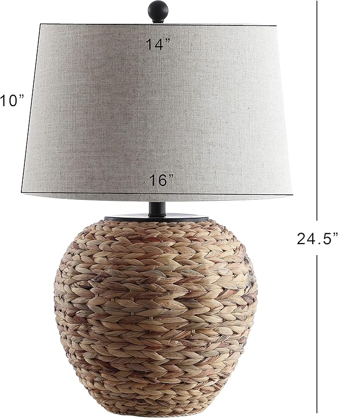 JONATHAN Y JONATHAN Y JYL6501A Alaro 24.5" Banana Leaf Basket LED Table Lamp Coastal Cottage Industrial Bedside Desk Nightstand for Bedroom Living Room Office College Bookcase LED Bulb Included, Natural photo 3