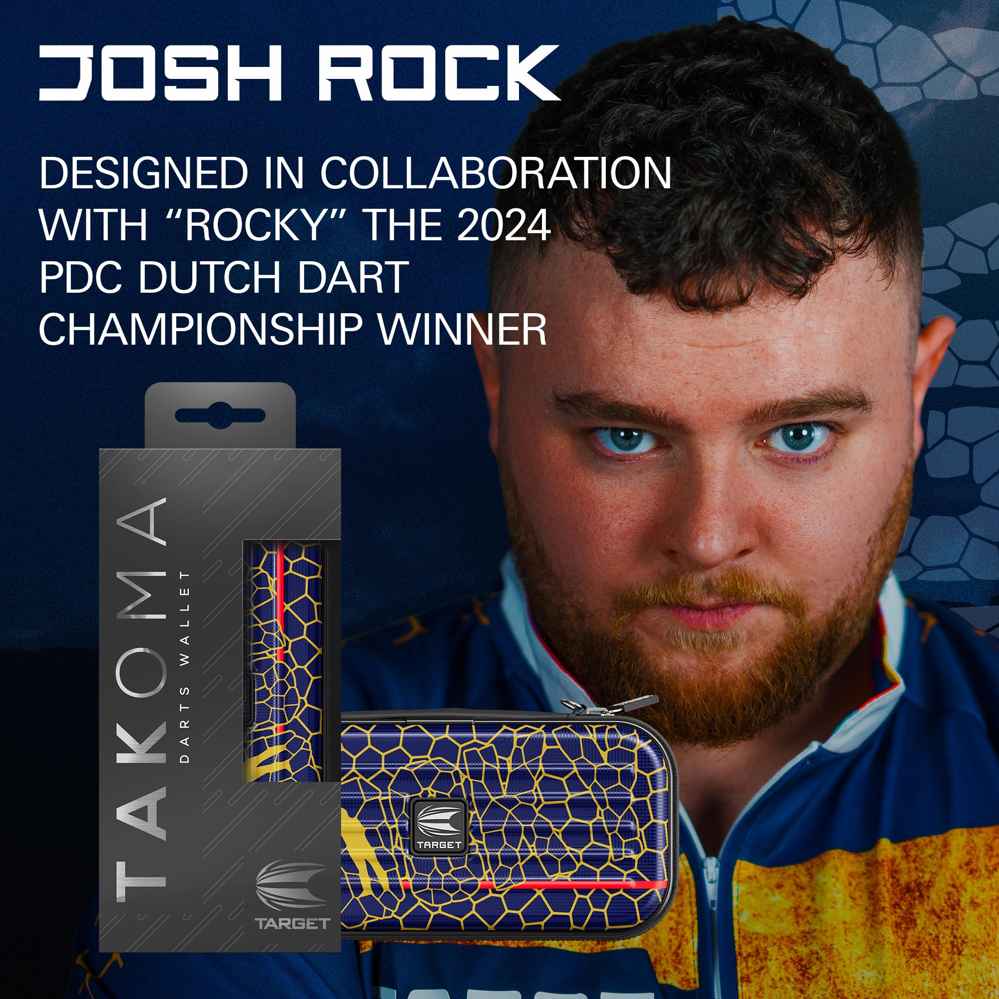 TARGET Darts Josh Rock Takoma Wallet, Regular - Etui na rzutki Josh Rock, uchwyt na rzutki, portfel na rzutki, etui do przechowywania zestawu rzutek, etui na rzutki „Rocky”, profesjonalne akcesoria