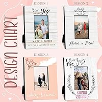 Vista 3 de Lara Laser Works He Asked She Said Yes - Marco de fotos personalizado para parejas con nombres, 2 tamaños y 2 orientaciones, regalos para parejas