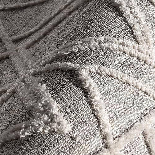 Miniatura 8 de nuLOOM Ansley - Alfombra marroquí con borlas, de 2 pies 6 pulgadas x 8 pies, color gris claro, diseño bohemio con textura alta-baja, pelo alto de