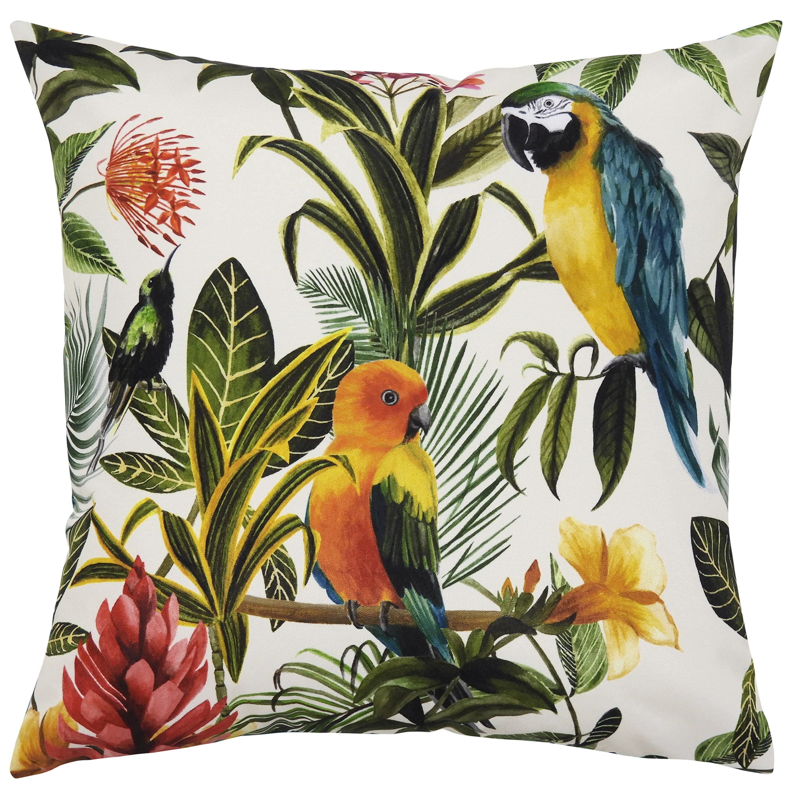 furn. Parrots Outdoor Polyester Filled Cushion, Multi/Teal, 43 x 43cm