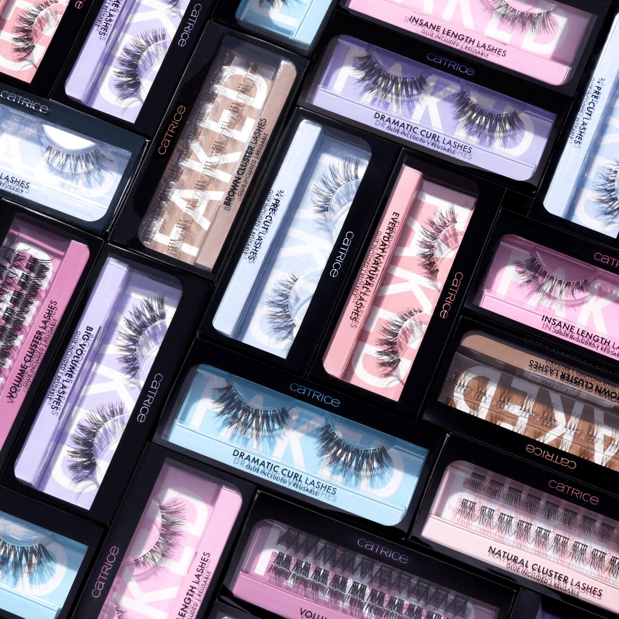 Catrice Faked Natural Cluster Lashes, sztuczne rzęsy, czarne, długo utrzymujące się, efekt sztucznych rzęs, wegańskie, bez cząstek mikroplastiku, bez nanocząsteczek, bez perfum, 1 opakowanie (20 szt.)