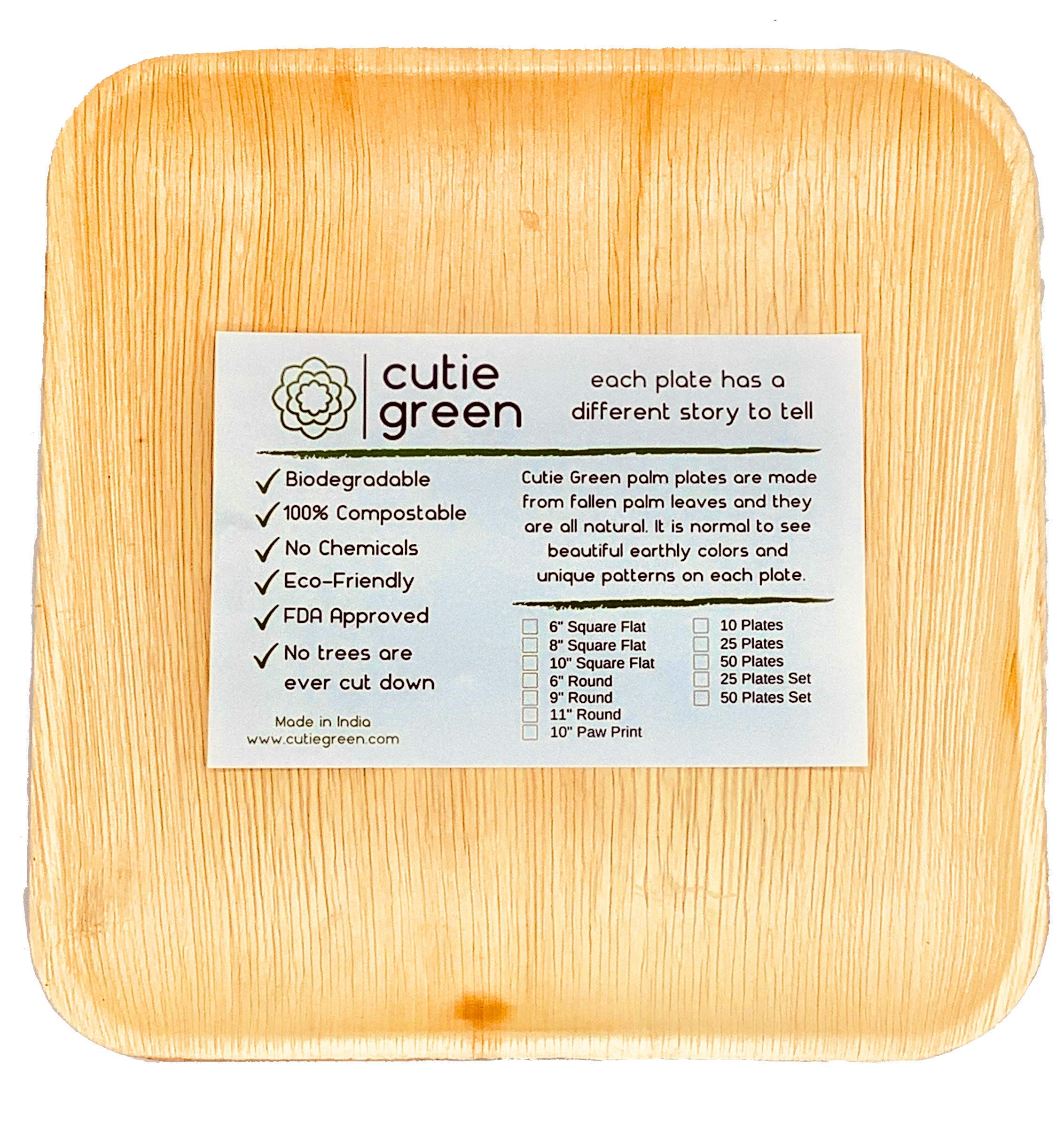 Buy Cutie Green Palm Leaf Plates Set (Pack of 25) 100 EcoFriendly