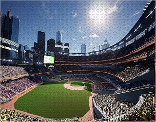 Baseball Stadium Arena with Fans Crowd 1000 Pieces Wooden Jigsaw Puzzles for Adults Friends Picture Puzzle Gifts for Wedding Birthday Valentine's Day Home Decor