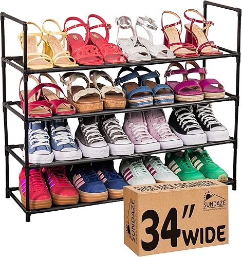 Miniatura 11 de Sundaze Zapatero - Zapatero de 4 niveles para armario, organizador de zapatos apilable resistente para armario, recámara, entrada, garaje, estante