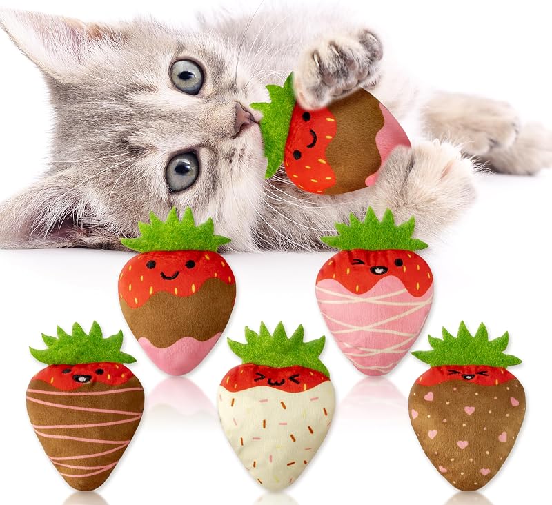 Brinquedos para Gatos com Catnip e Papel Sonoro MALLMALL6, Morango e Chocolate, 5 Unidades
