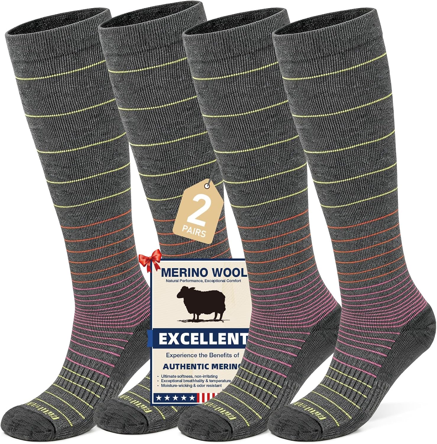 Merino Wool Compression Socks for Women Men 15-20 mmHg for flying thumbnail