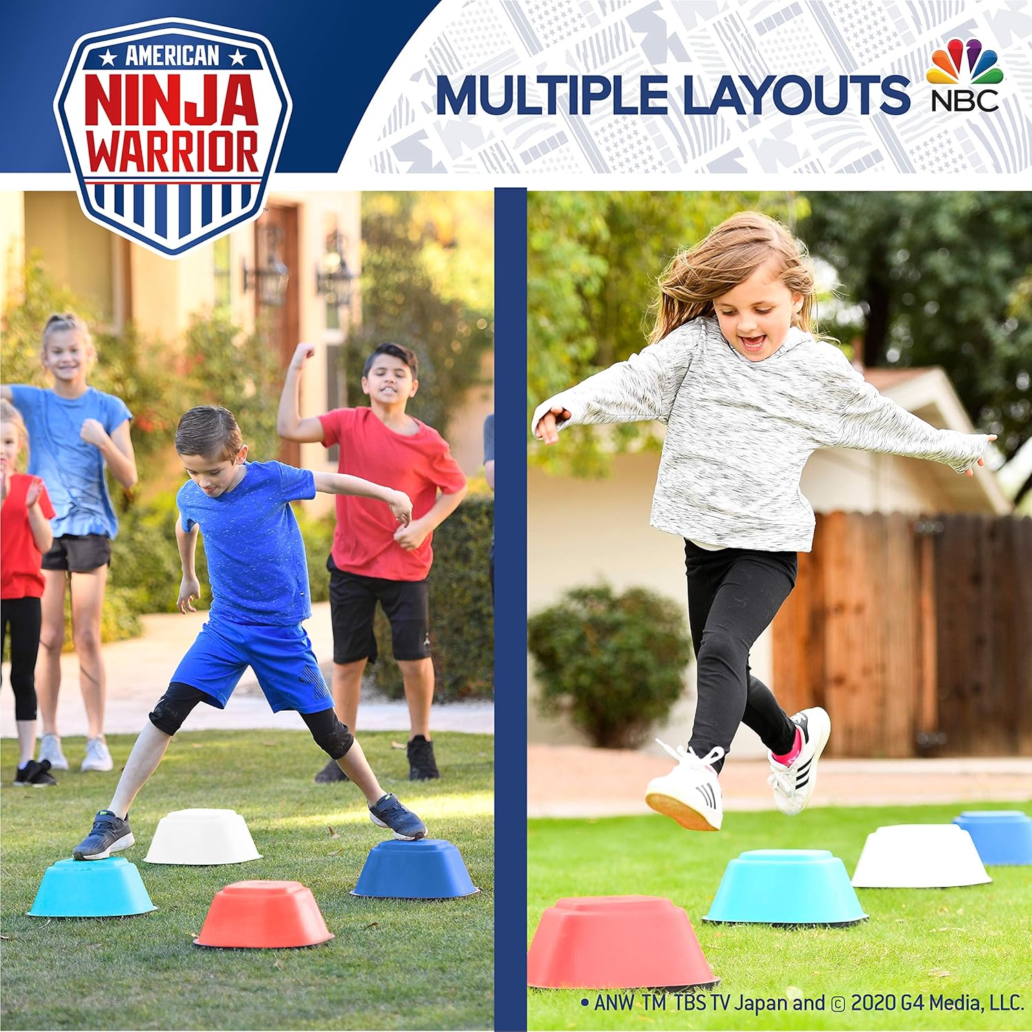 AnW American Ninja Warrior Jumping Stones - 4 Balance Stepping Stones Obstacle Course for Kids - Perfect Indoor & Outdoors Play Equipment for Children Ages 3+ : Toys & Games
