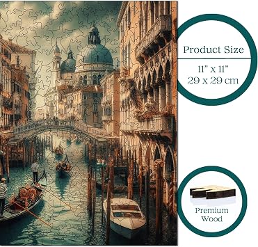 Ahşap Puzzle Yetişkin - Venedik'Te Akşamüstü - 353 Parça, 29 x 29 cm - Yapıştırıcı Folyo Dahil - Benzersiz Şekilli Parçalar & Özel Figürler - S1-15