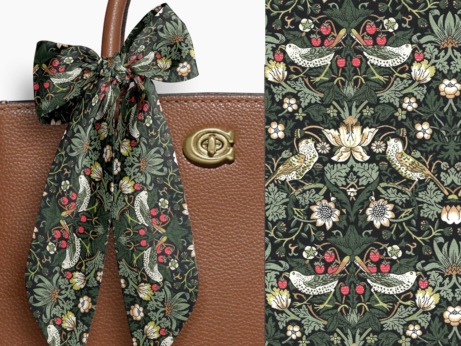 Liberty London Scarf -Choose Length - "Strawberry Thief" William Morris Skinny Scarf Tie Headband, Handbag/Purse flair - Silky Tana Lawn Cotton - Choose Length