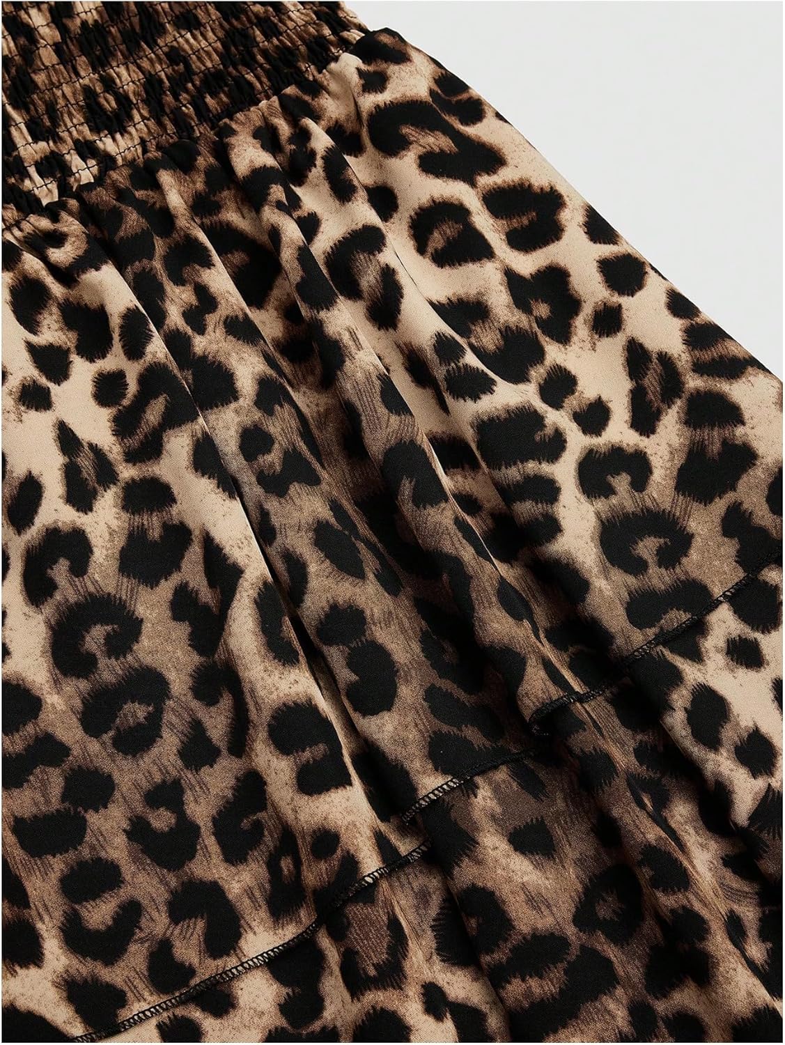 Floerns Women's Plus Size Cheetah Halter Short Dress Sleeveless Shirred Layered Ruffle Hem Y2k Going Out Mini Dresses - Image 5