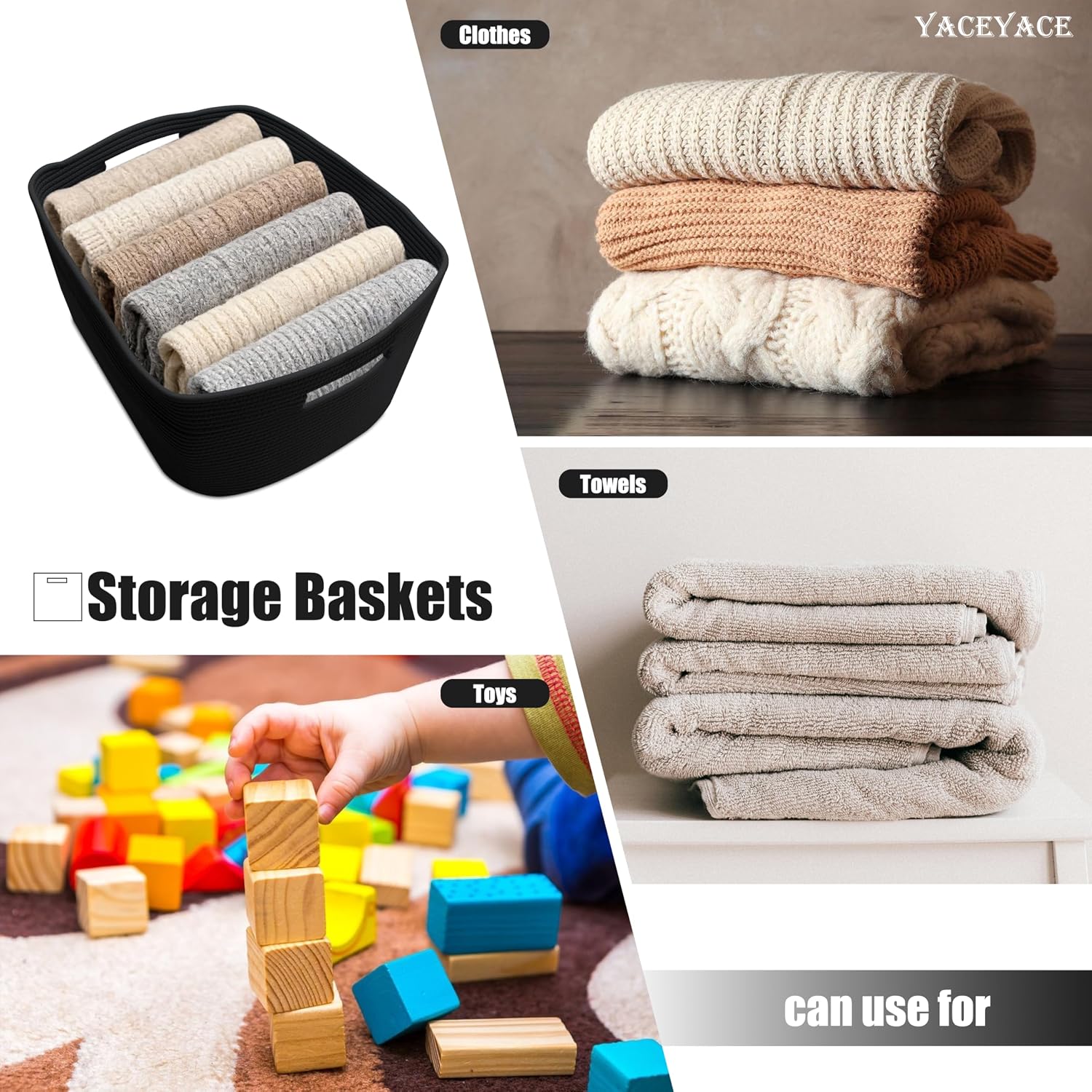 Large Cotton Woven Storage Basket with Handle, Storage Baskets for Shelves, Woven Storage Bin for Living Room, Organation, 22"x17"x12"