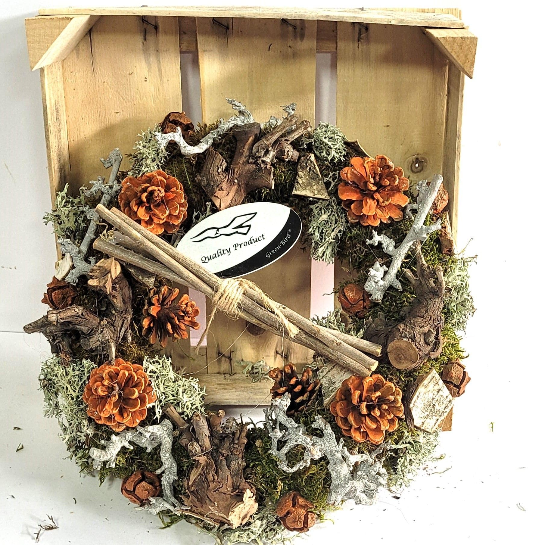 Türkranz Kranz de Luxe in Holzkiste - orange - Durchmesser 30 cm