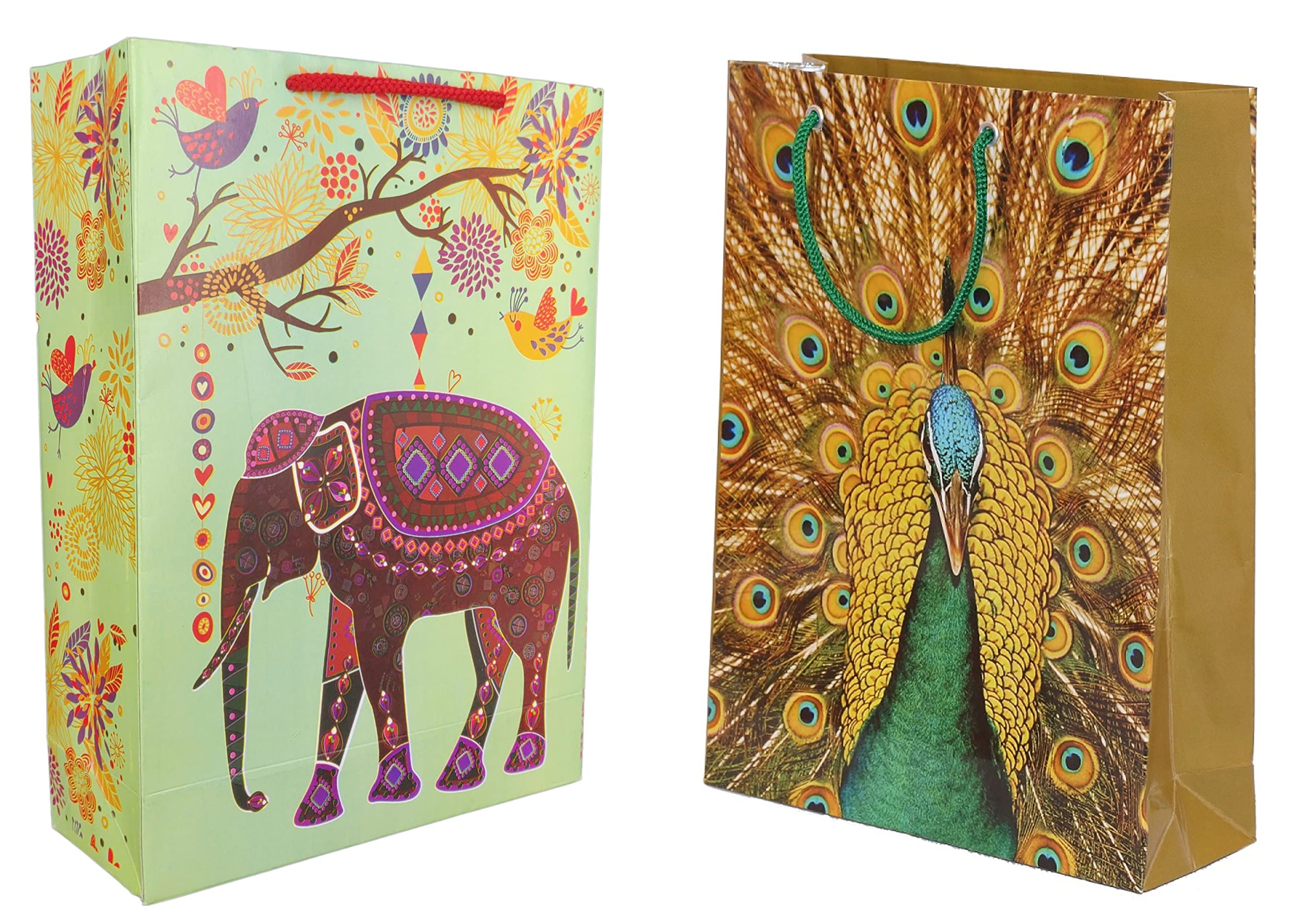 TASCHE Green Elephant and Peacock Design Printed Assorted Paper Carry Bags | Gift Bags for Return gifts, and Birthday presents (11 * 8 * 3 Inches) (Pack of 40) (B0C2PWLDH8) Amazon Price History, Amazon Price Tracker
