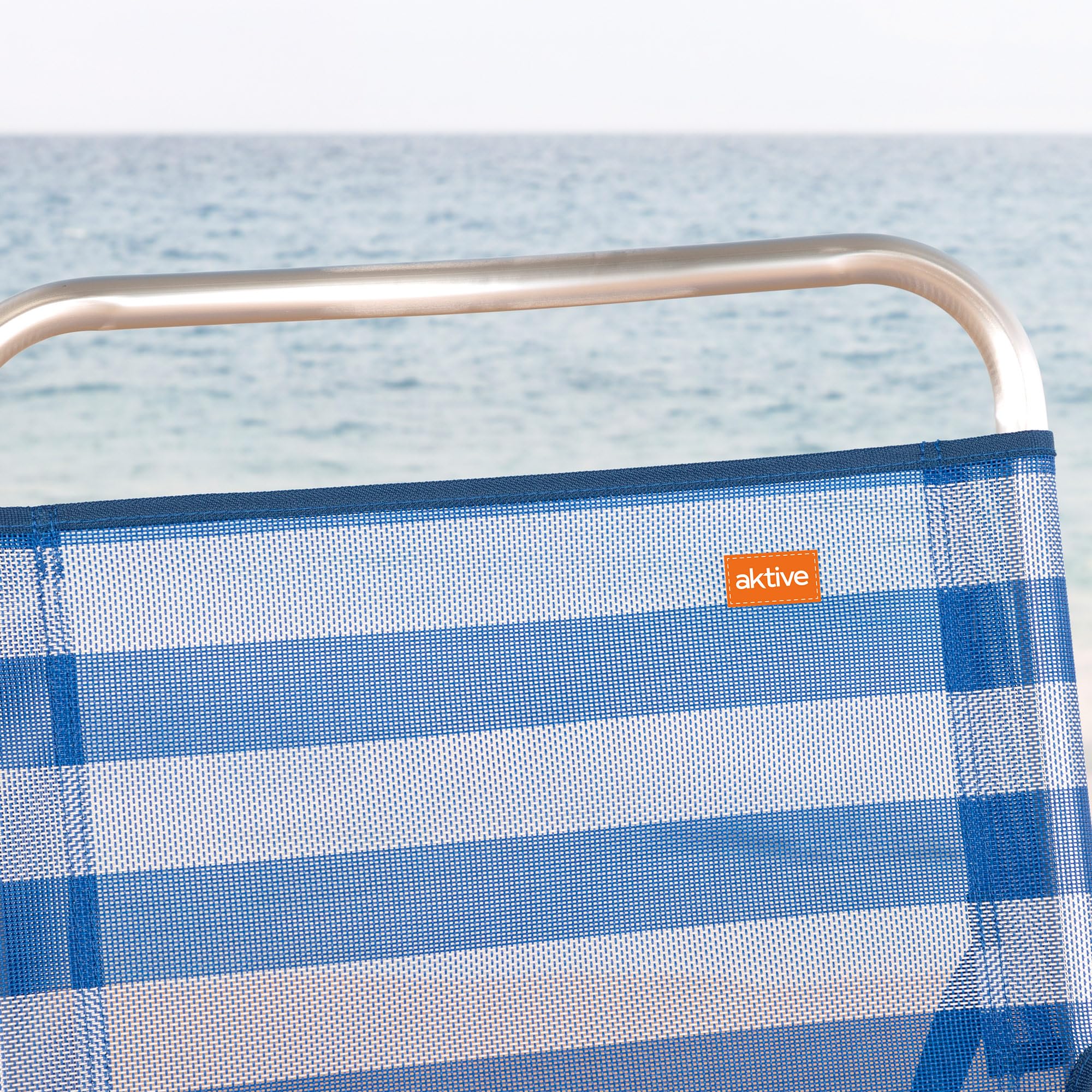 AKTIVE 53952 - Sedia Pieghevole Fissa Alluminio Beach 51x56x90 cm - Blu