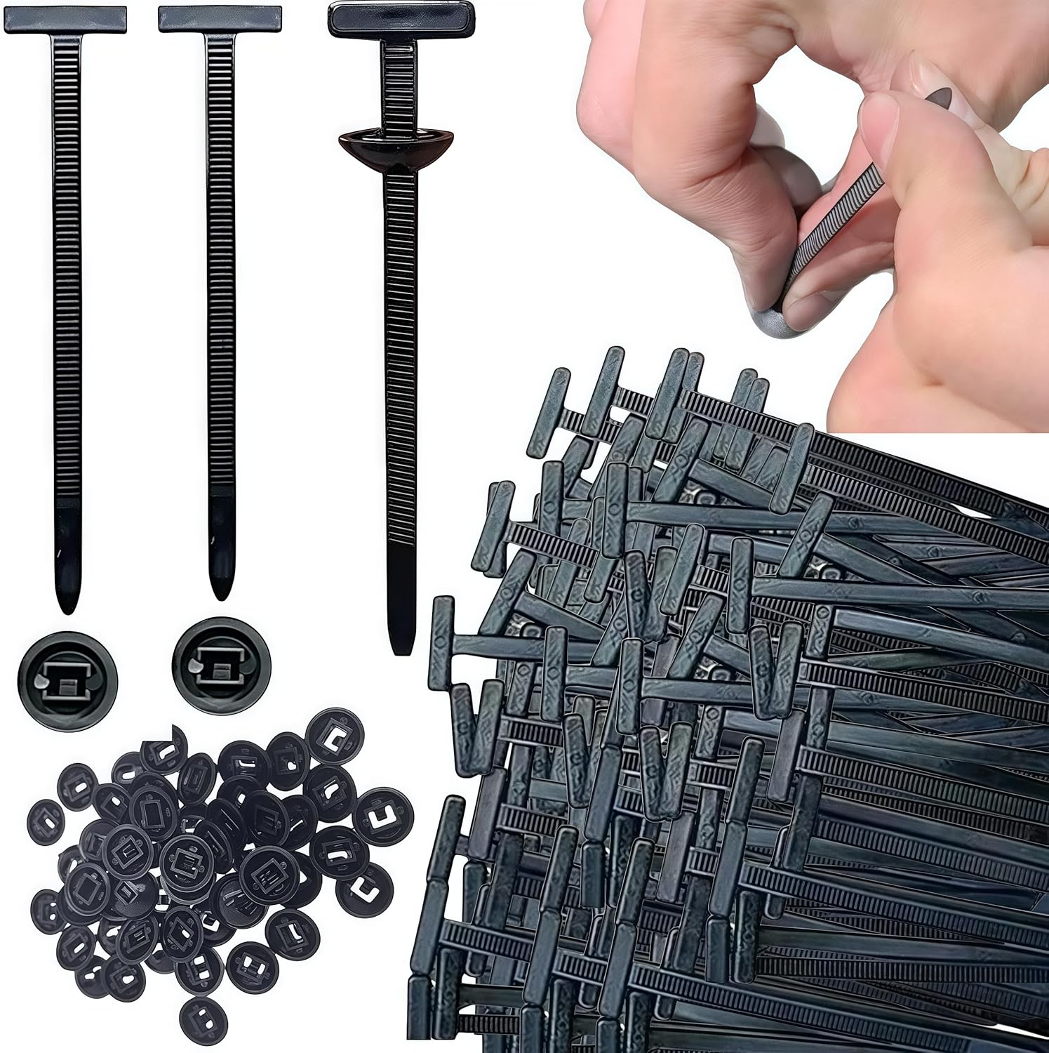 Nylon Universal Cable Tie Buckle Zipper Clips, 2025 Upgrade Multipurpose Plastic Cable Ties Tool, New Multifunctional Cable Tie Buckle Heavy Duty Self Locking Zip Ties Holder (150 PCS)