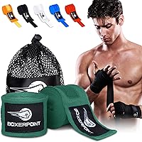 BOXERPOINT 180" Mexican-Style Boxing Hand Wraps - Breathable, Odor-Resistant for Boxing, Muay Thai, Kickboxing, MMA - Men & Women