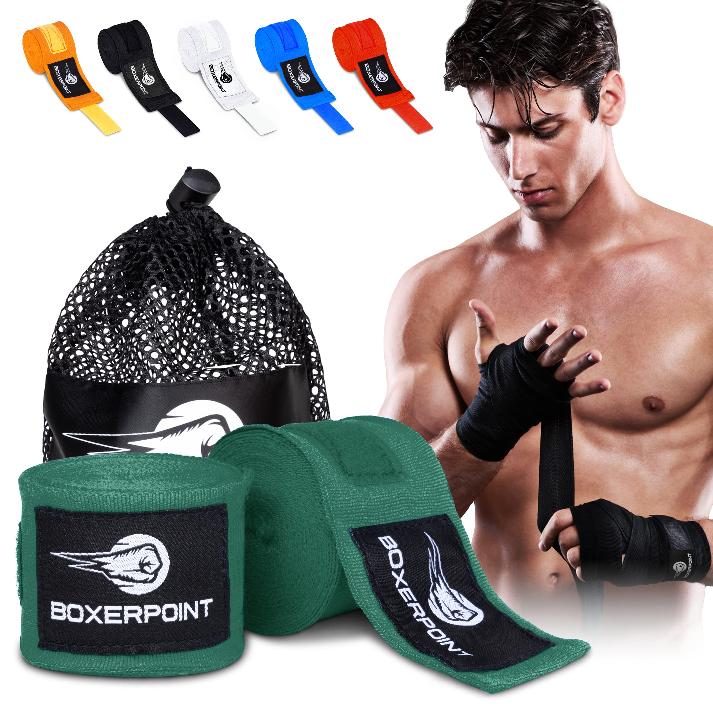 boxerpoint 180" ringside boxing wraps for men & women - professional, breathable hand wraps for boxing, muay thai, kickboxing, mma gear