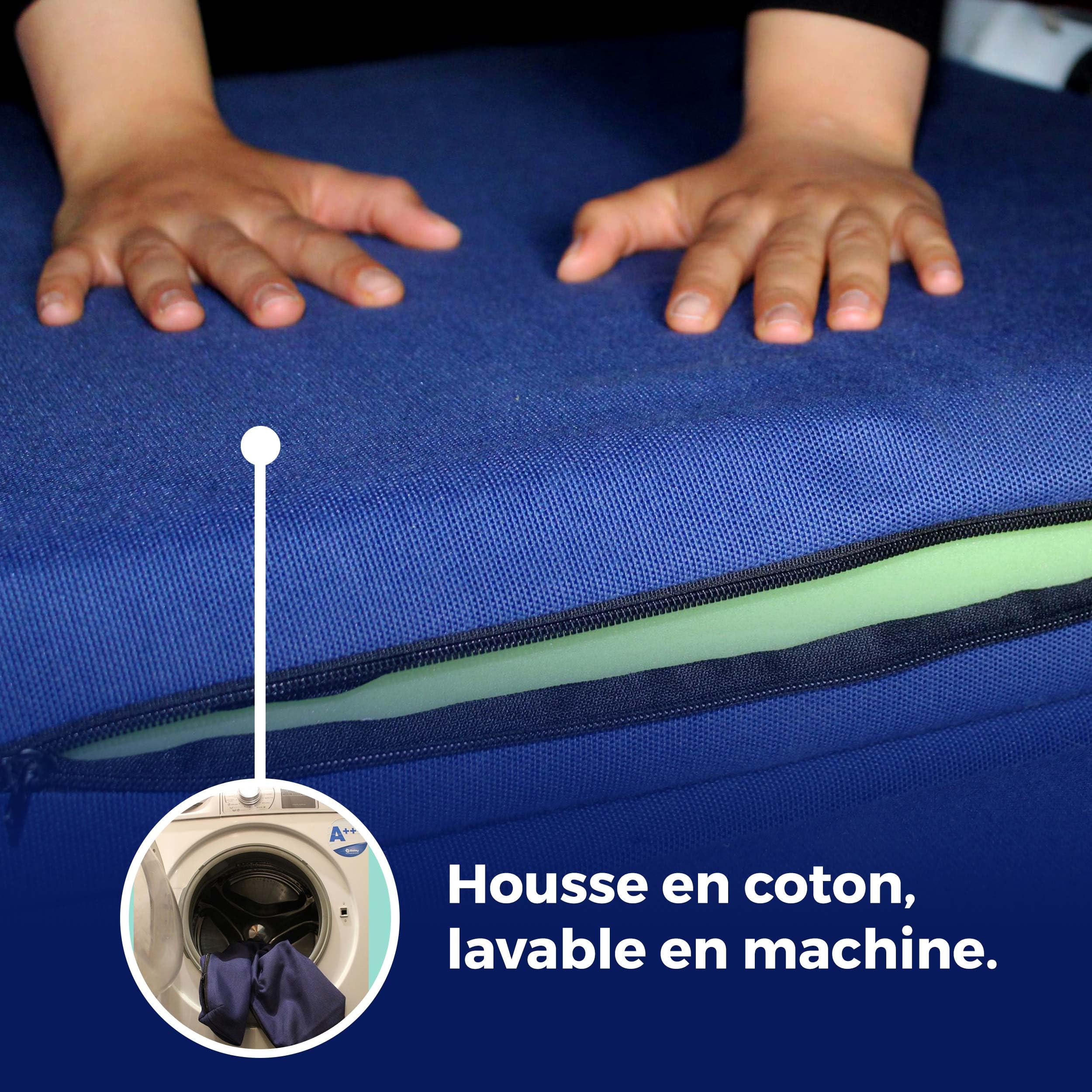 Matelas pliable pour camionnette Custom 2014-2023, ferme de haute densité, bleu foncé, déhoussable et lavable (165 x 200 cm Transit 2014 AACC)