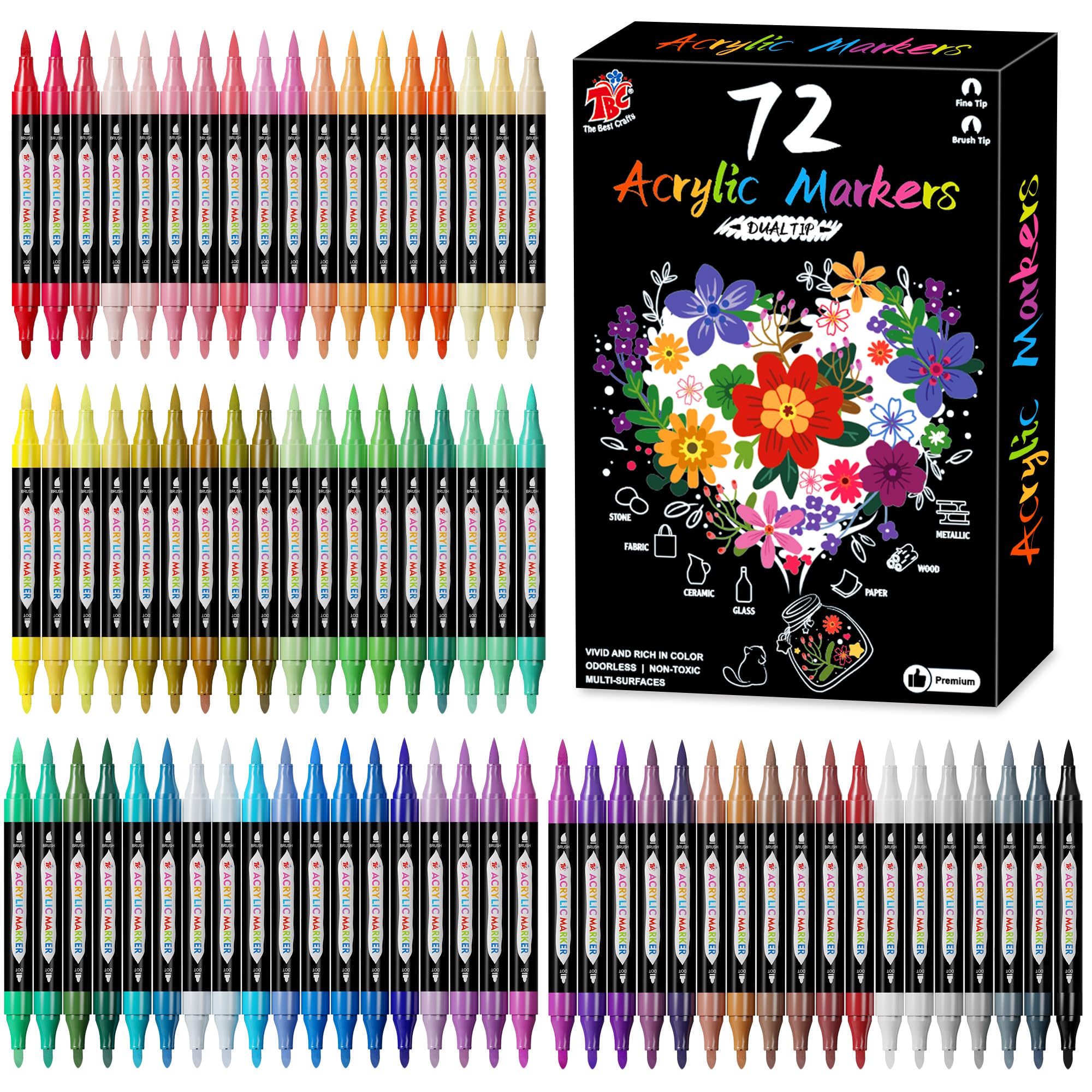 Amazon.com: TBC The Best Crafts Acrylic Paint Markers, 72 Colors