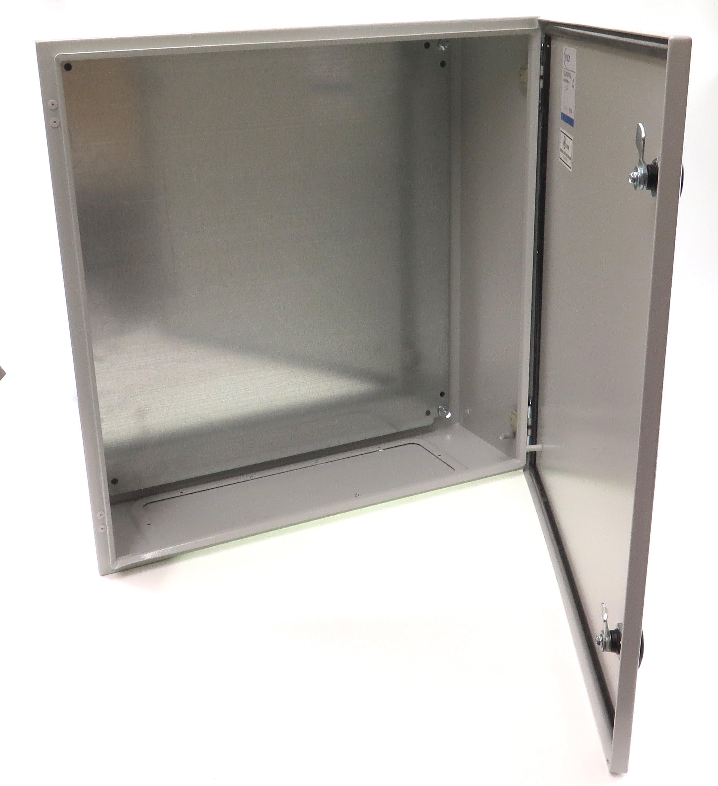 Yuco YC-24X24X10-UL-FE Fully Enclosed (No Gland Plate) IP66 Enclosure, UL Certified, Nema 4, 16 Gauge, Single Door Hinge Cover, Wall-Mount, Backplate (24 x 24 x 10)