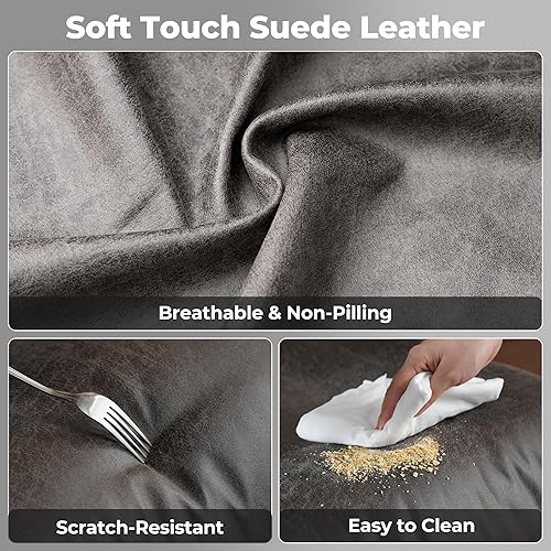 Miniatura 5 de ovios Silla ergonómica de oficina en casa, sillas modernas de piel sintética de mediados de siglo con reposabrazos acolchados, cómodo sillón