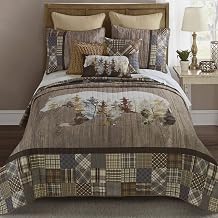 Donna Sharp Full/Queen Chimera Bear Bedding Set - 3 Piece - Ivory, Taupe, Slate Blue, Autumn Gold, Walnut, Olive and Mahogany Quilt 90" x 90" and 2 Standard Pillow Shams 20"x26"