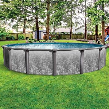 In The Swim 24' Round Above Ground Swimming Pool - Emotion Package - Featuring: Sand Filter, Pump System and A-Frame Ladder