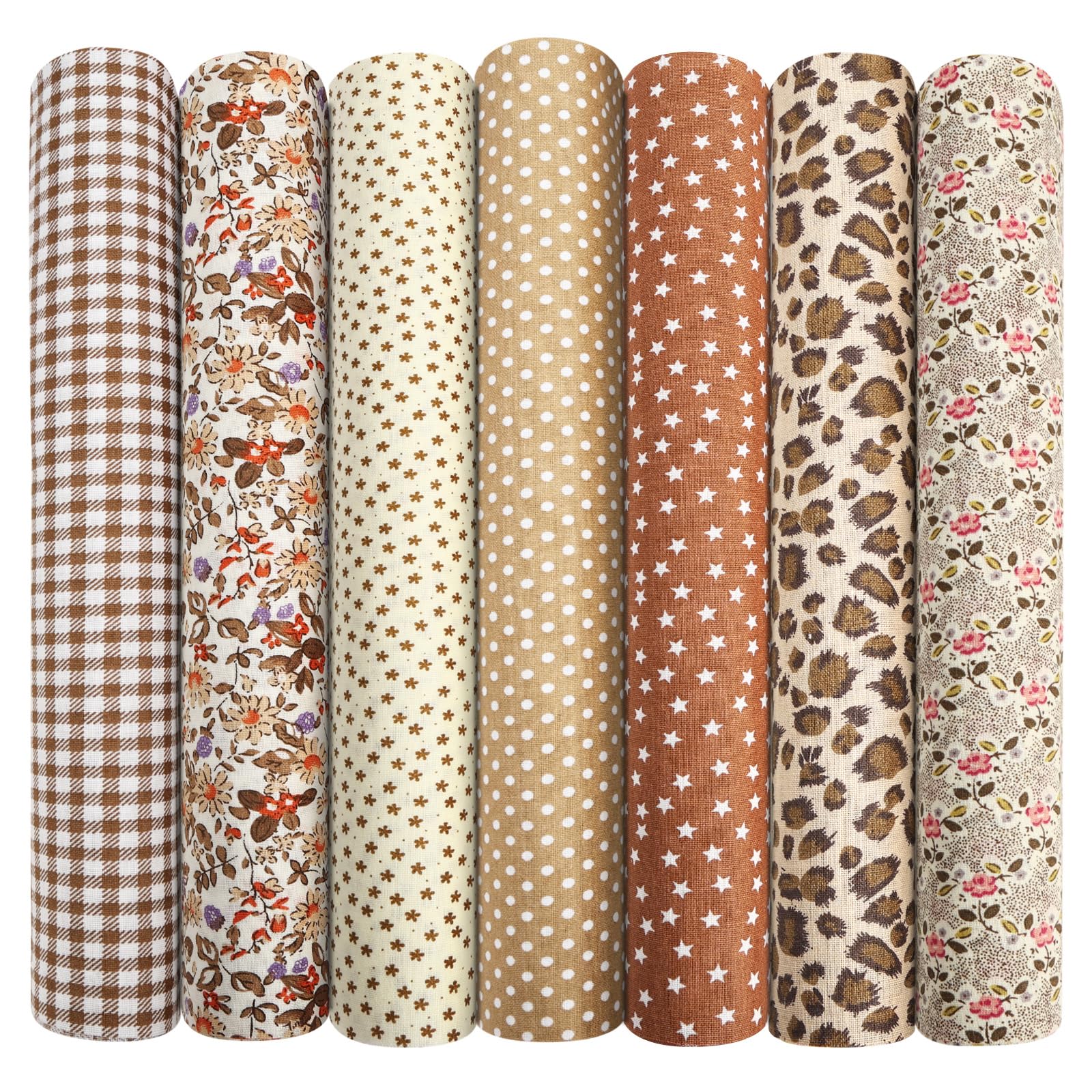 Aucuu 7PCS Fat Quarters Fabric Bundles, 50cm x 50cm Fabric Bundles, Quilting Cotton, Bundle Quilting Craft FA-BRIC