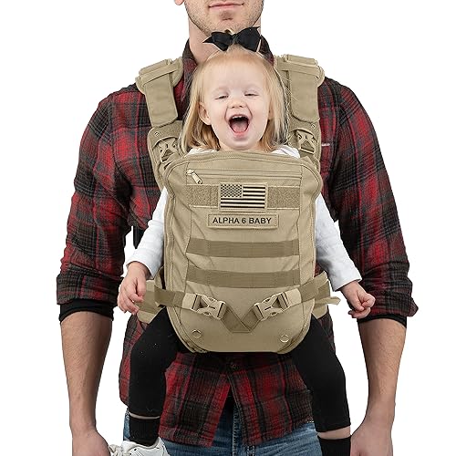 Portabebés para hombre - Soporte frontal para bebé, para papá, bebé a niño pequeño - Diseño militar con soporte lumbar - Ideal para senderismo y
