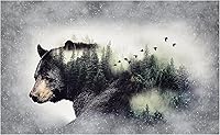 Hoffman Call of the Wild 27" Bear Forest Cotton Quilting Panel - 44x27" Digital Print Fabric by the Yard