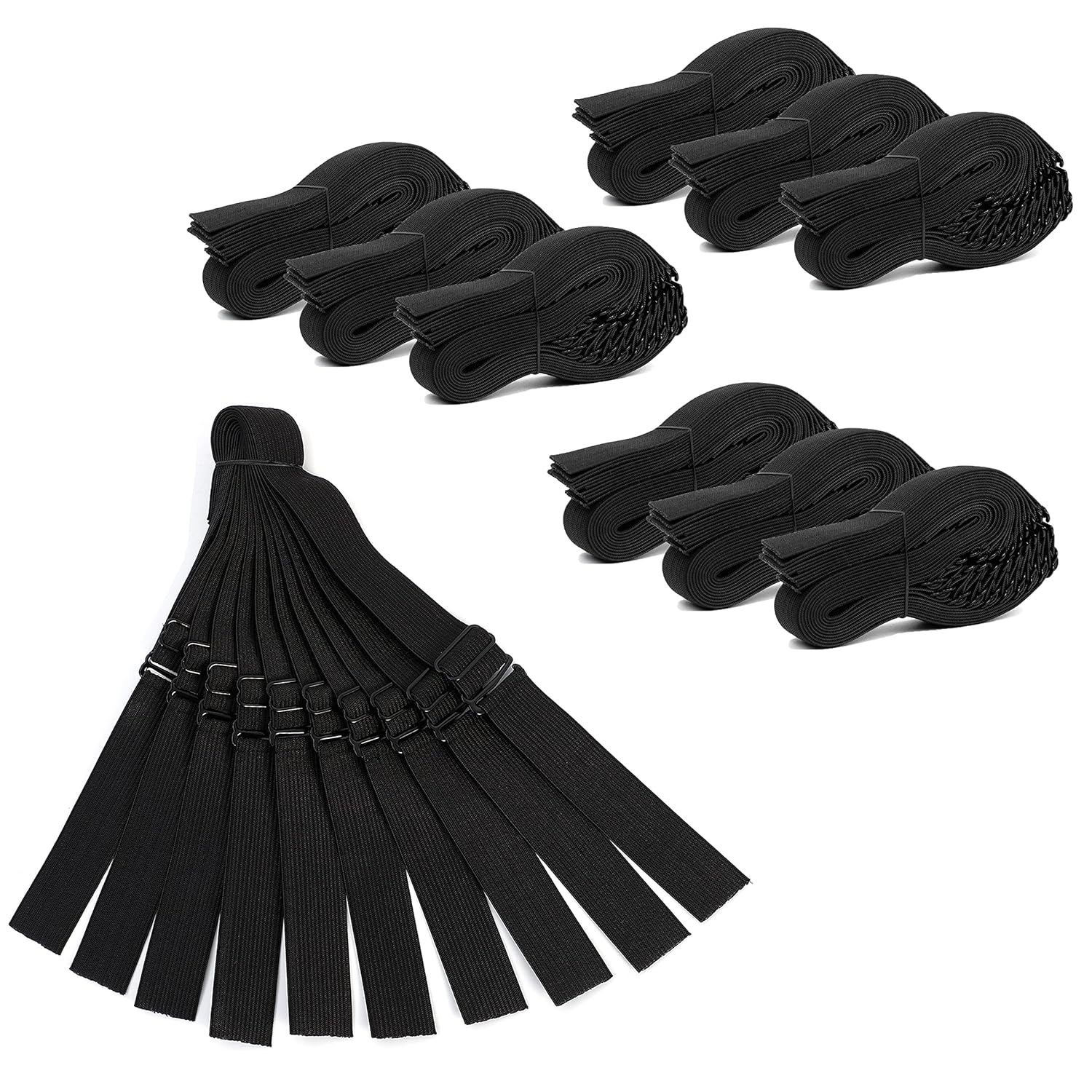 Adjustable Elastic Bands Straps For Wigs (Black/100pcs)