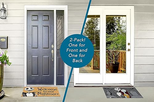 Miniatura 7 de Gertmenian Paquete de 2 alfombrillas de coco de pesadilla antes de Navidad (paquete de 2), tapetes de bienvenida para puerta delantera y trasera,