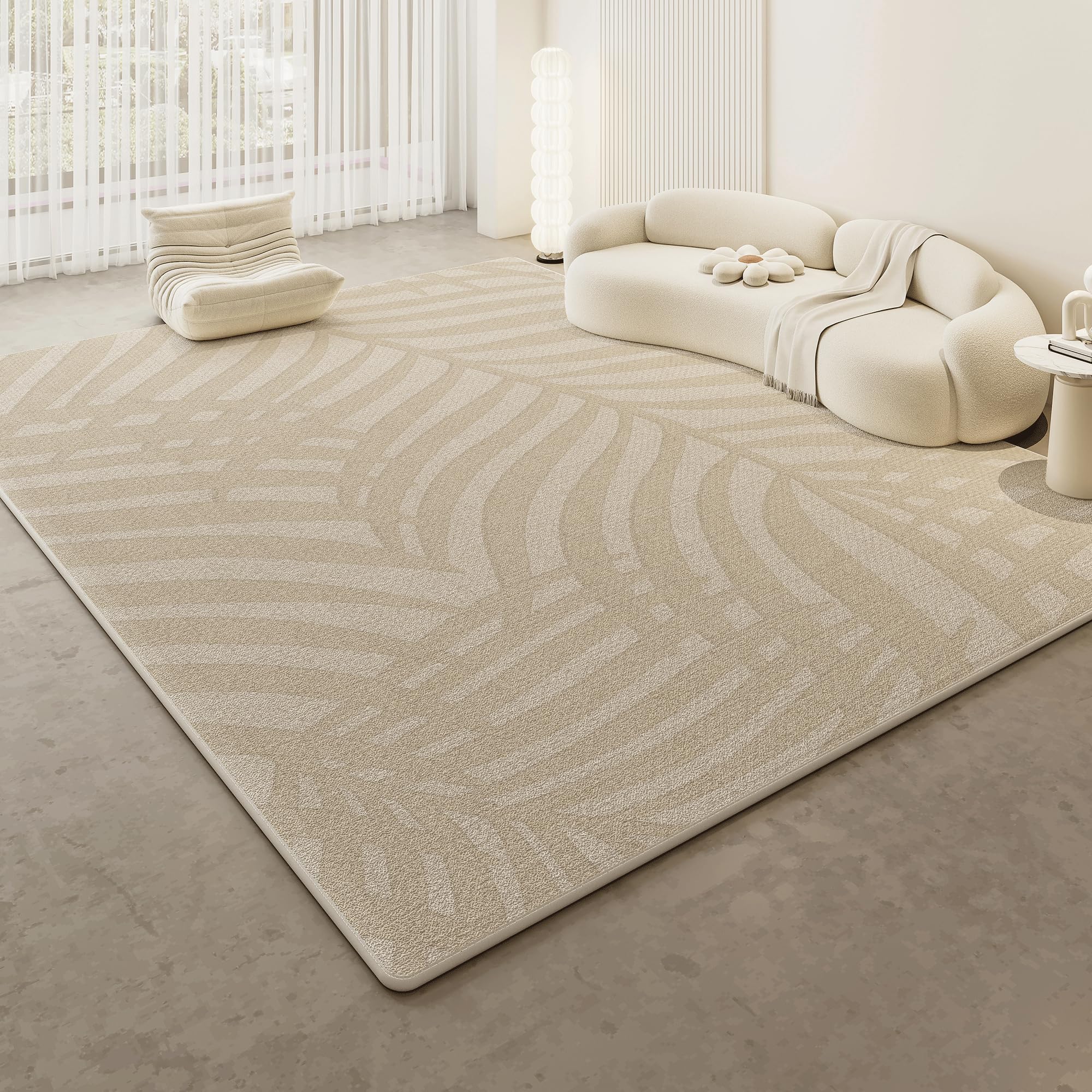 Tapis de salon antidérapant moderne grand tapis géométrique beige lavable 80x160