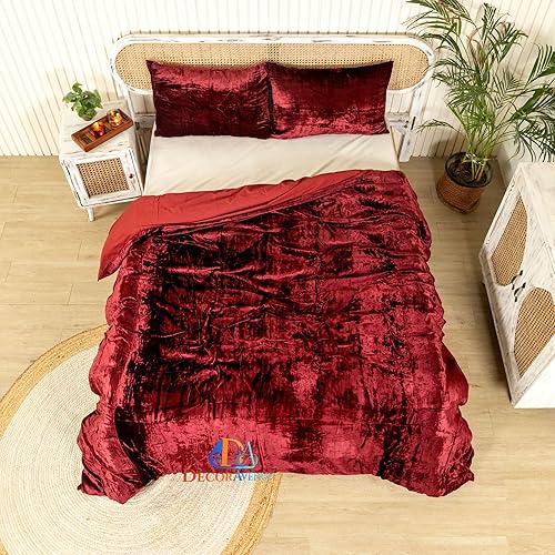 Miniatura 4 de Fundas de edredón de terciopelo aplastado ultra lujosas, ropa de cama bohemia color burdeos, tamaño Queen, ropa de cama UO, funda de edredón de 3
