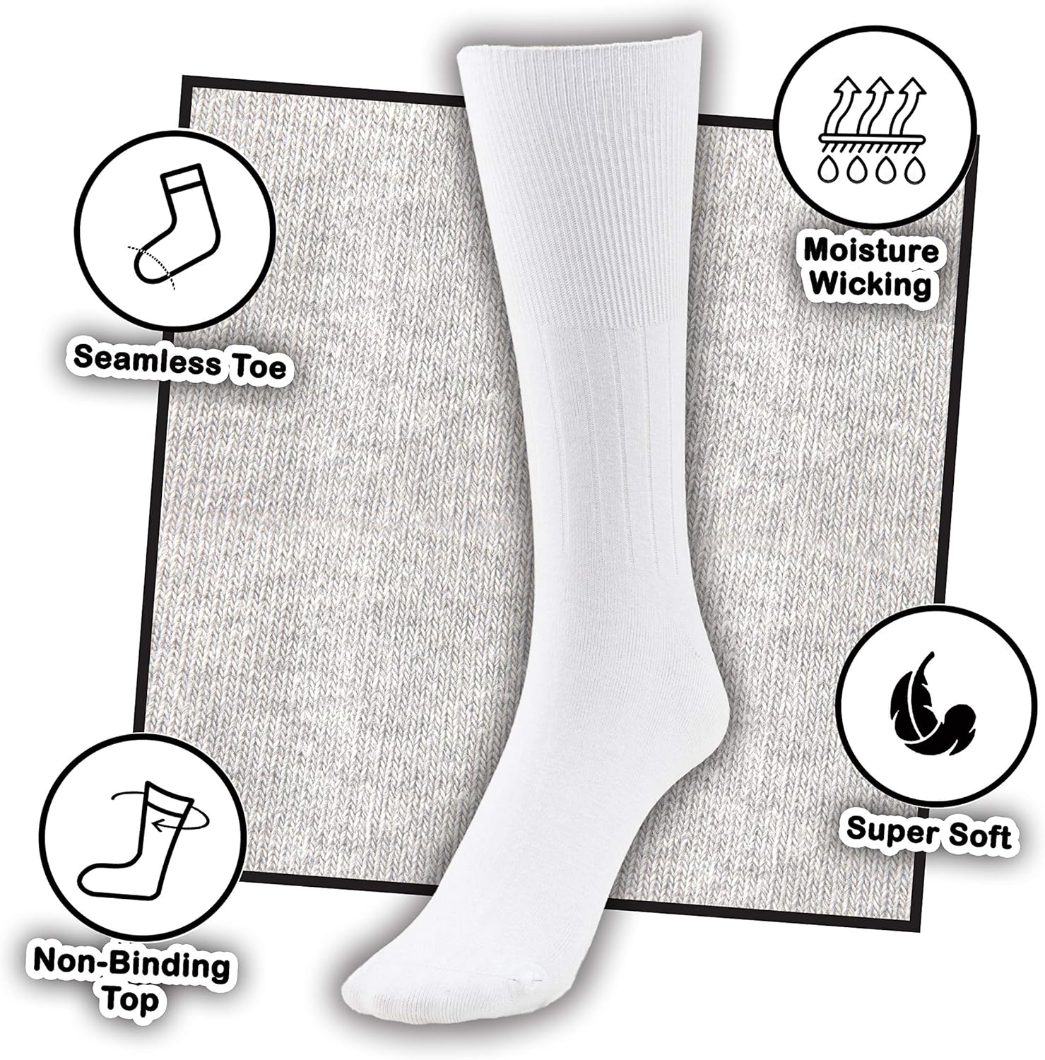 Silky Toes Cotton Diabetic Dress Socks for Men Non Binding Seamless Crew Socks, 3 or 6 Pk Multi Colors Big Sizes - Image 3
