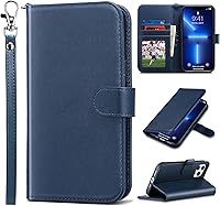 Vista 22 de ULAK Funda tipo cartera compatible con iPhone 13 para hombres, funda protectora con tapa de piel PU premium y función de caballete con tarjetero