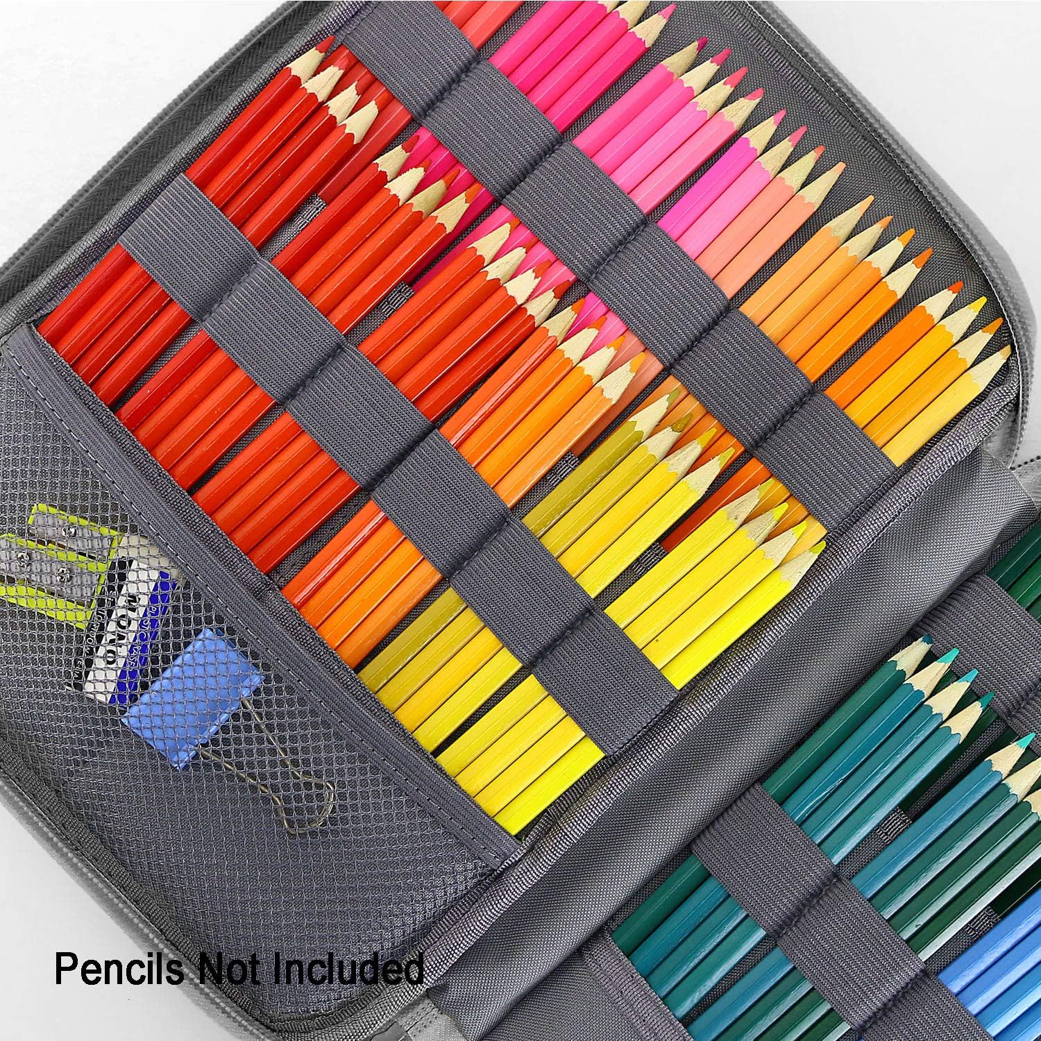 YOUSHARES 192 Slots Colored Pencil Case, Large Capacity Pencil Holder Pen Organizer Bag with Zipper for Prismacolor Watercolor Coloring Pencils, Gel Pens for Artist (Learning Cat)