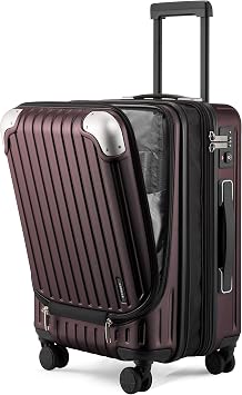 LEVEL8 Carry-on Suitcase 20-Inch, Expandable 4 Wheel Hand Luggage, ABS+PC Hardshell Spinner Trolley Lightweight with Laptop Compartment, TSA, Red