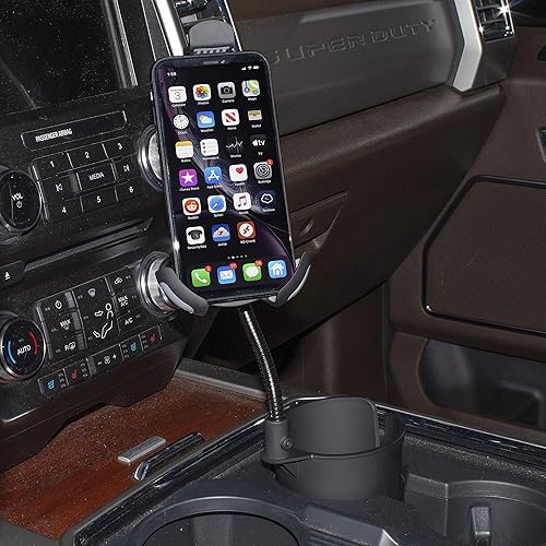 Miniatura 4 de Maxam Soporte para teléfono para automóvil - Soporte para portavasos de automóvil con cuello largo flexible, vista giratoria de 360, abrazadera